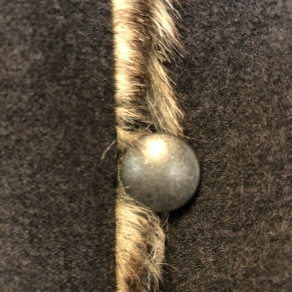 J. Jill Vest Women’s XS Charcoal Grey Faux Fur Trim Metal Buttons Flawed - Picture 5 of 9